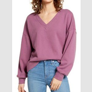 Madewell Purple V-Neck Sweatshirt